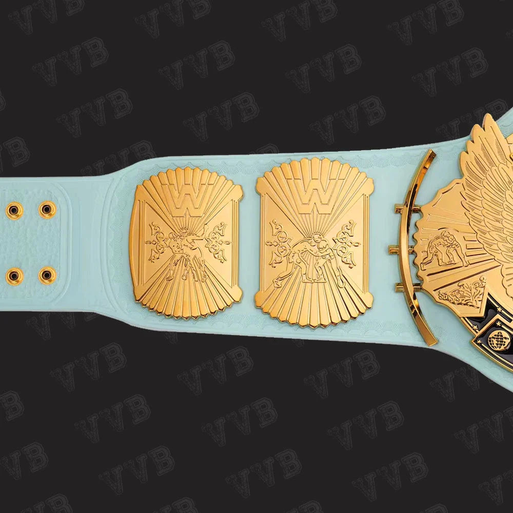 Light Blue WWE Winged Eagle Wrestling Championship Replica Belt –Brass Plates