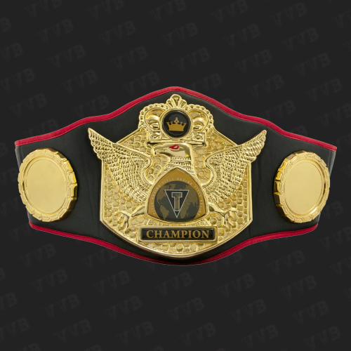 TITLE Boxing Eagle Crest Champion Belt in Gold with Double-Winged Eagle and Red Trim