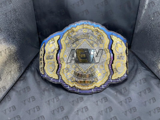 Custom Kenny Omega AEW World Heavyweight Championship Belt Replica showcasing detailed craftsmanship and premium materials.

