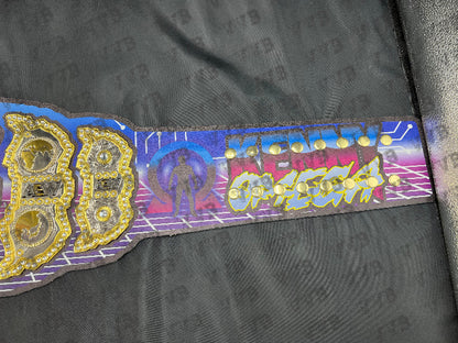 Custom Kenny Omega AEW World Heavyweight Championship Belt Replica showcasing detailed craftsmanship and premium materials.