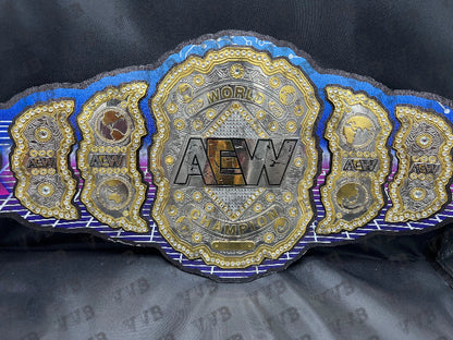Custom Kenny Omega AEW World Heavyweight Championship Belt Replica showcasing detailed craftsmanship and premium materials.