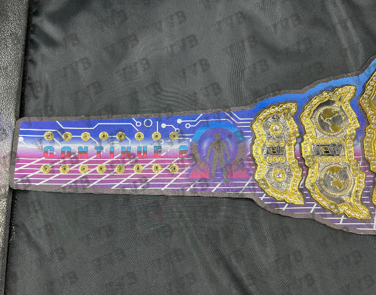 Custom Kenny Omega AEW World Heavyweight Championship Belt Replica showcasing detailed craftsmanship and premium materials.
