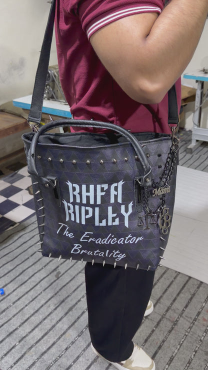 Premium Handcrafted Studded Leather Tote HandBAG – Rhea Ripley "The Eradicator" Edition