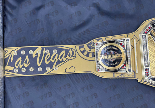 All WWE WrestleMania 38 39 40 41 42 Golden Championship Belt – 6MM Die Cast Adult Wrestling Title Replica